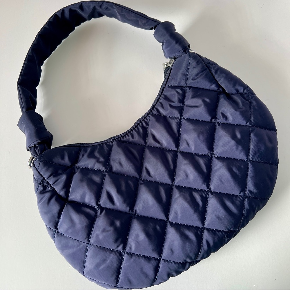 INC Quilted Navy Blue Women's Shoulder Bag with Detachable Crossbody Strap